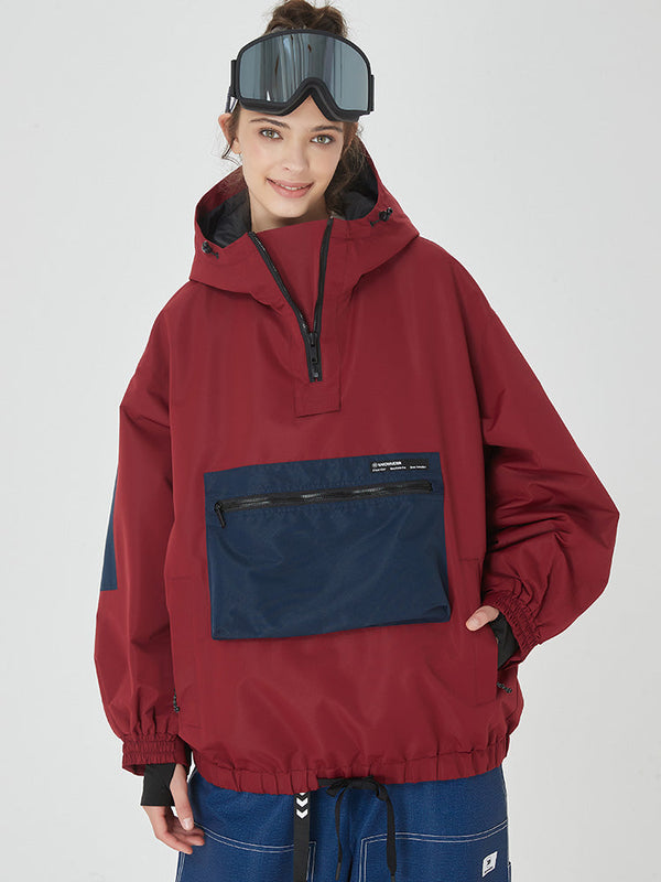 Veste bomber d'hiver ample pour femme, style snowboard, avec grande poche cargo.