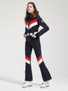 Combinaison de ski Gsou Snow Retro à rayures en V pour femme