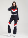Combinaison de ski Gsou Snow Retro à rayures en V pour femme