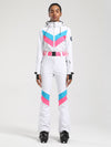 Combinaison de ski une pièce Gsou Snow rétro pour femme, à rayures en V et ceinture évasée