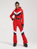 Combinaison de ski une pièce Gsou Snow rétro pour femme, à rayures en V et ceinture évasée