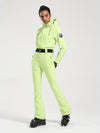 Combinaison de ski une pièce Gsou Snow Classic pour femme, coupe évasée et ceinture