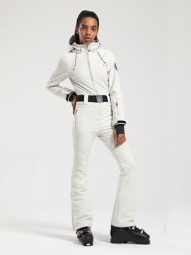 Combinaison de ski une pièce Gsou Snow Classic pour femme, coupe évasée et ceinture