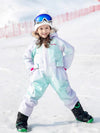 Combinaison de ski une pièce bleue magique et colorée pour enfants, imperméable et colorée.