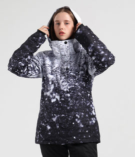 Veste de snowboard d'hiver imperméable à imprimé coloré SMN Mountain Freeze pour femme