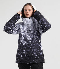 Veste de snowboard d'hiver imperméable à imprimé coloré SMN Mountain Freeze pour femme