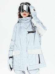 Veste de neige à blocs de couleur réfléchissants Vector Winter Invitation pour femmes