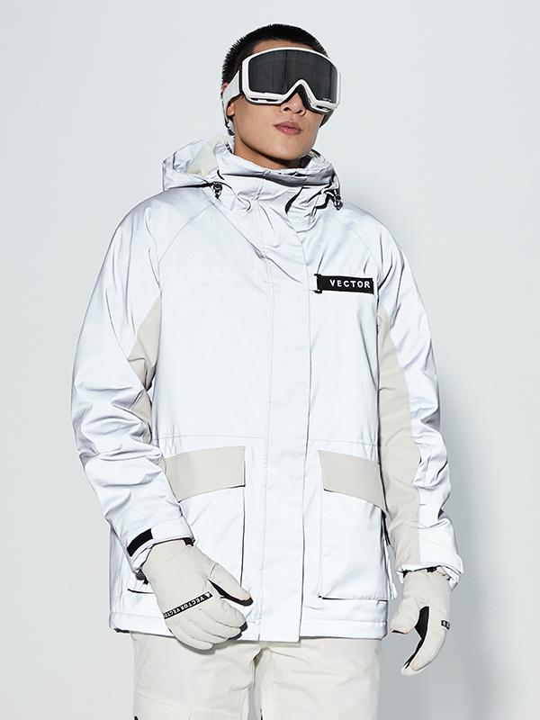 Veste de neige homme Vector Winter Invitation à blocs de couleur réfléchissants