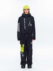 Combinaisons de snowboard une pièce pour homme, style urbain, manches à damier, haute performance