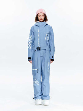 Combinaisons de snowboard une pièce pour femmes, style urbain, manches à damier, haute performance